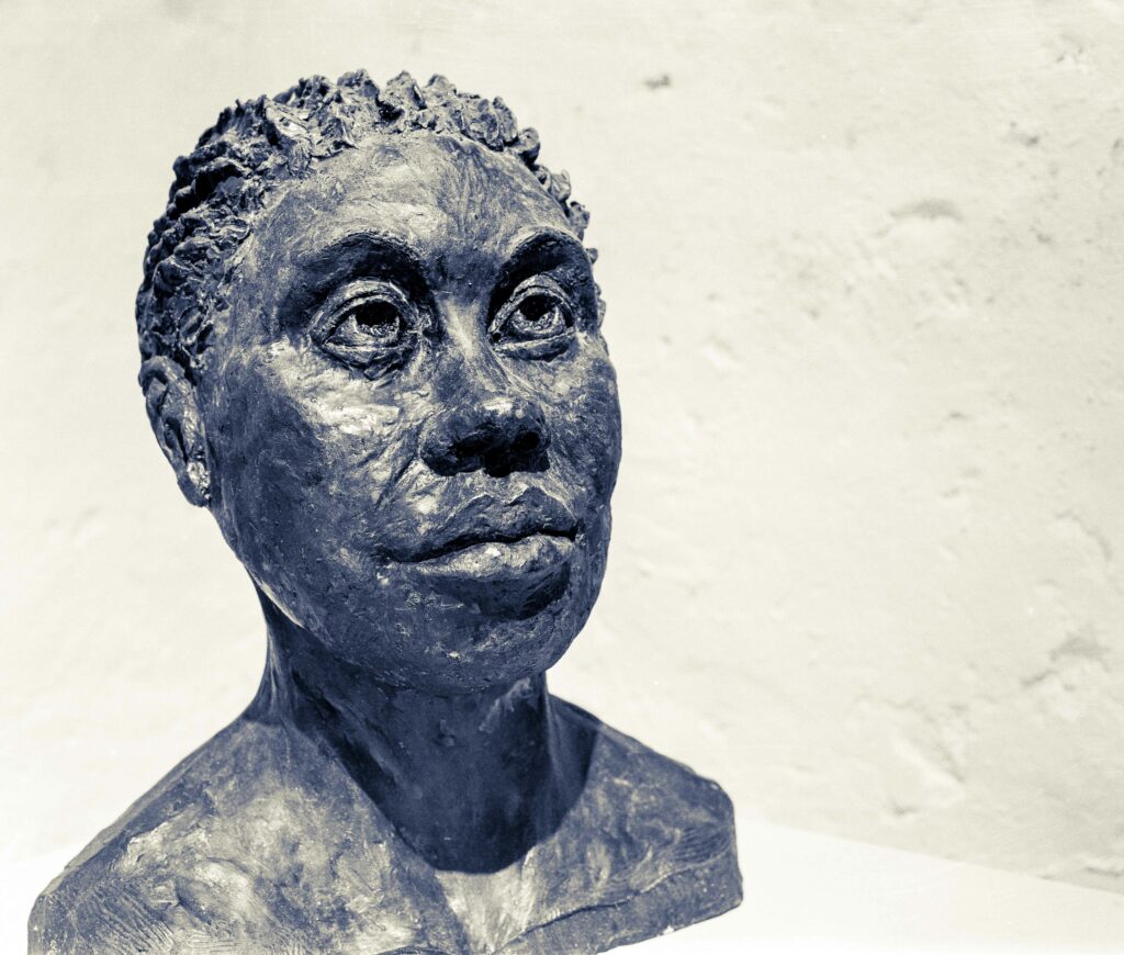 Contemplation - fired clay sculpture